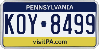 PA license plate KOY8499
