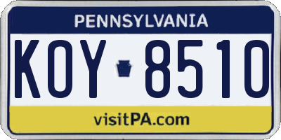 PA license plate KOY8510