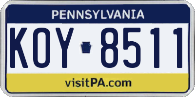 PA license plate KOY8511