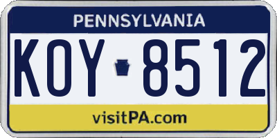 PA license plate KOY8512