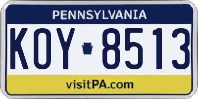 PA license plate KOY8513