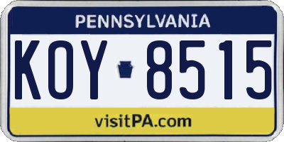 PA license plate KOY8515