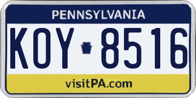 PA license plate KOY8516