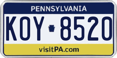 PA license plate KOY8520