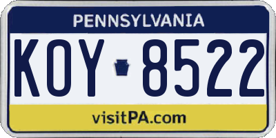 PA license plate KOY8522