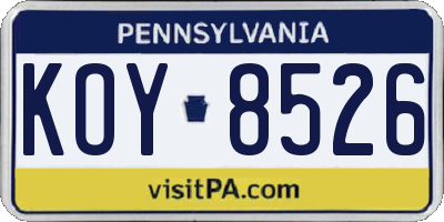 PA license plate KOY8526