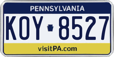 PA license plate KOY8527