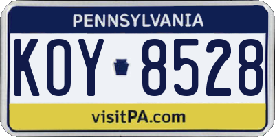 PA license plate KOY8528
