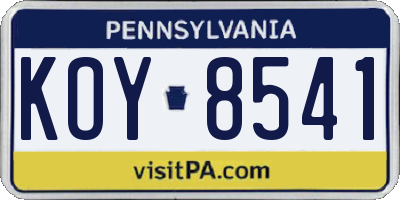 PA license plate KOY8541
