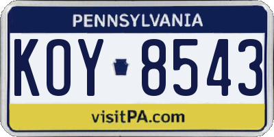 PA license plate KOY8543