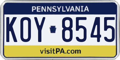 PA license plate KOY8545