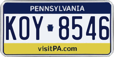 PA license plate KOY8546