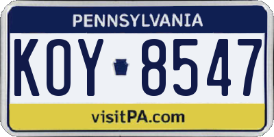 PA license plate KOY8547
