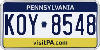 PA license plate KOY8548