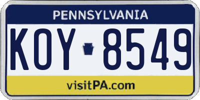 PA license plate KOY8549