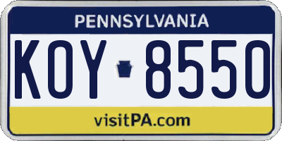 PA license plate KOY8550