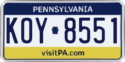 PA license plate KOY8551