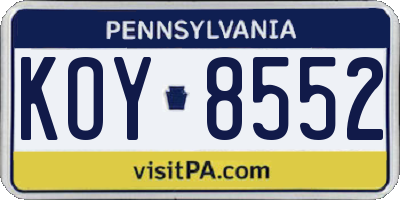 PA license plate KOY8552