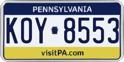 PA license plate KOY8553