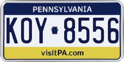 PA license plate KOY8556