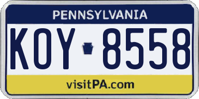 PA license plate KOY8558
