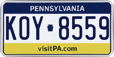 PA license plate KOY8559