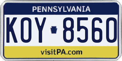 PA license plate KOY8560