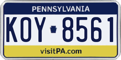 PA license plate KOY8561