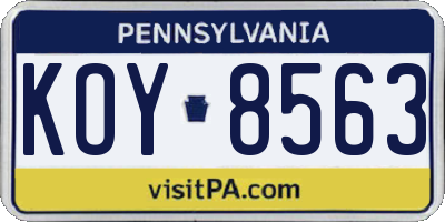 PA license plate KOY8563