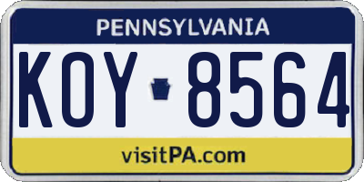 PA license plate KOY8564