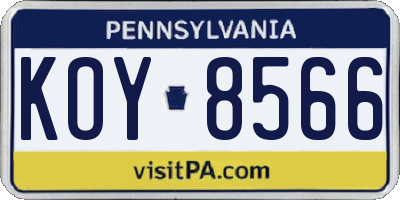 PA license plate KOY8566