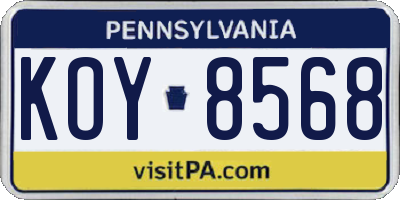 PA license plate KOY8568