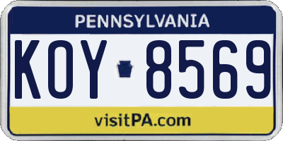 PA license plate KOY8569