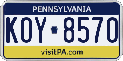 PA license plate KOY8570