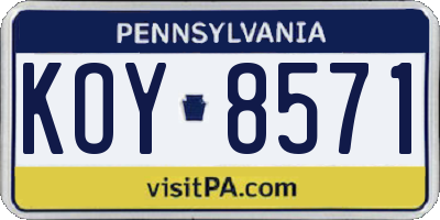 PA license plate KOY8571