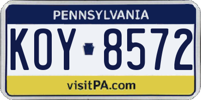 PA license plate KOY8572