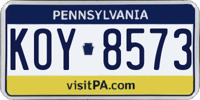 PA license plate KOY8573