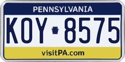 PA license plate KOY8575