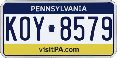 PA license plate KOY8579