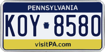 PA license plate KOY8580