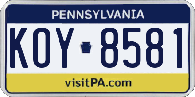 PA license plate KOY8581