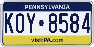 PA license plate KOY8584