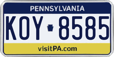 PA license plate KOY8585