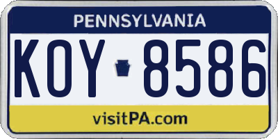 PA license plate KOY8586