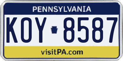PA license plate KOY8587