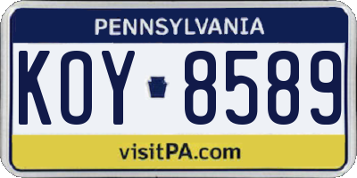 PA license plate KOY8589