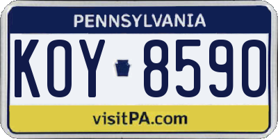 PA license plate KOY8590