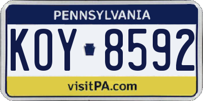 PA license plate KOY8592