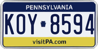 PA license plate KOY8594