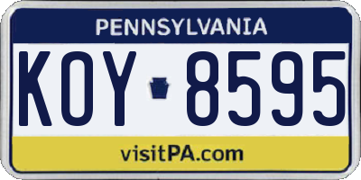 PA license plate KOY8595